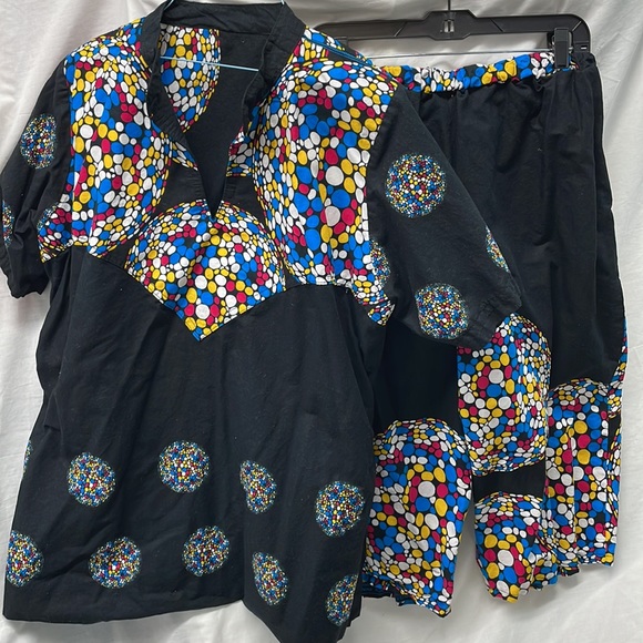 African inspired kente cloth dashiki 2 piece short set men sz L-xl - Picture 2 of 7